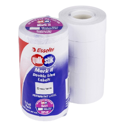 Quikstik Mark II Labels Permanent White 1000 Labels/Roll 23x16mm Pack 5