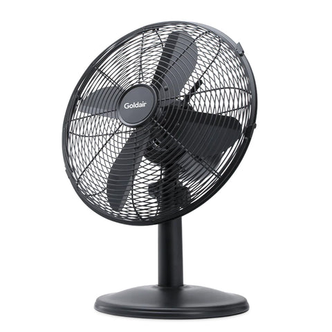 Goldair 3-Speed 35W Oscillating Metal 30cm Desk Cooling  Fan Tilt Matte Black