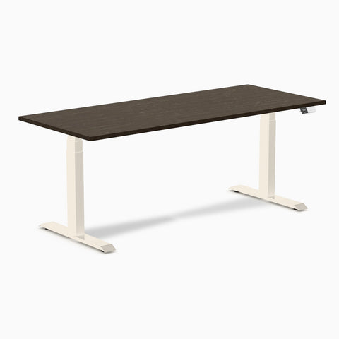 Desky Dual Bamboo Sit Stand Desk 180cm Dark Bamboo Desktop and Wheat Frame