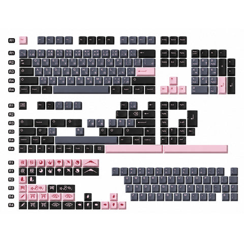 JTK NightSakura Cherry Profile Keycap Set (R2 Base Kit + DoubleShot Alphas)