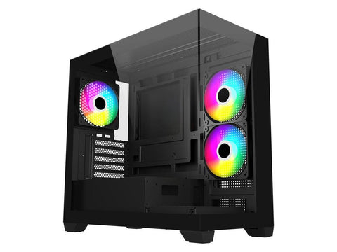 FSP S340 Tempered Glass mATX Case - Black