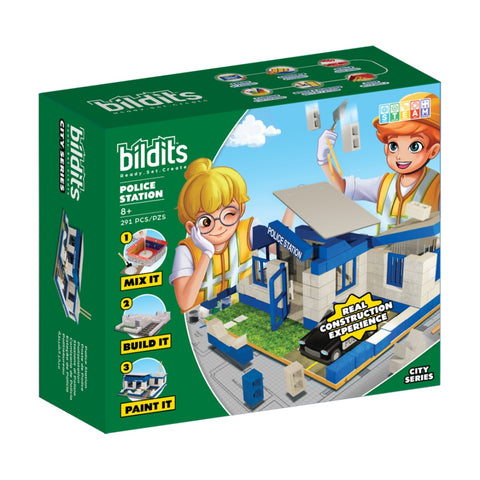 Bildits 291pc Police Station Building Kit Real Materials Kids 8y+