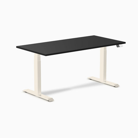 Desky Dual Melamine Sit Stand Desk 150cm Black Desktop and Wheat Frame