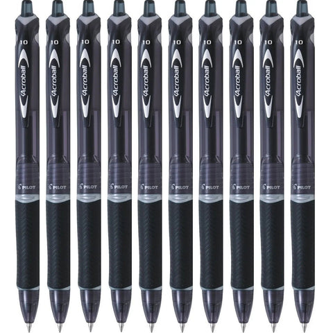 Pilot Acroball Retractable Ballpoint Pen 1.0mm Medium Box of 10 (Black)