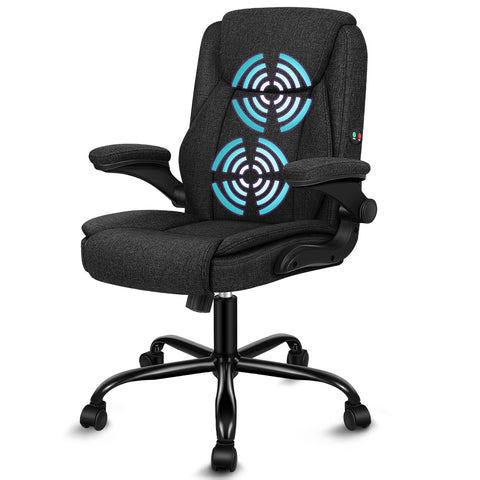 ALFORDSON Massage Office Chair Executive Computer Seat Linen Fabric (Black)