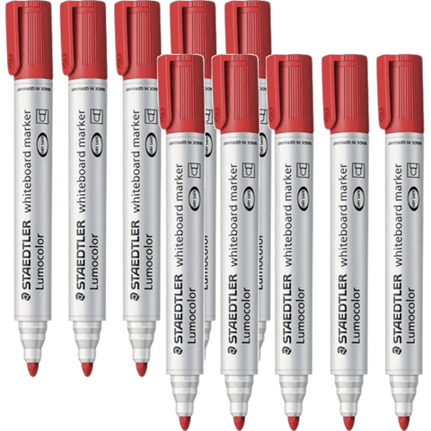 Staedtler 351 Lumocolor Whiteboard Marker Bullet Point (Red) [Box 10]