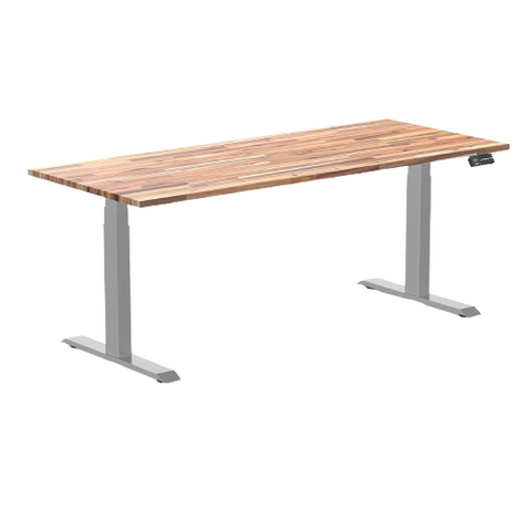 Desky Dual Hardwood Sit Stand Desk 180cm Acacia Desktop and White Frame