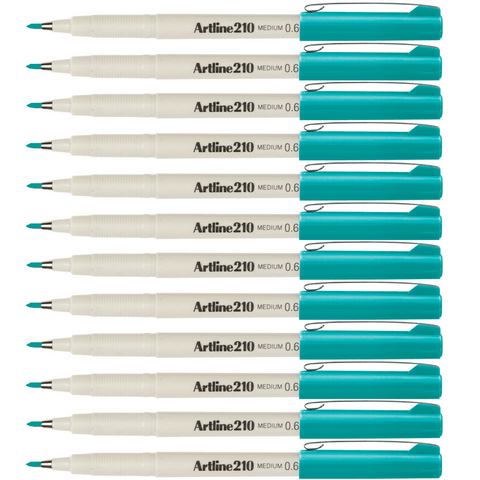 Artline 210 Fineline Fibre Tip Pen 0.6mm Medium (Turquoise) [Box 12]