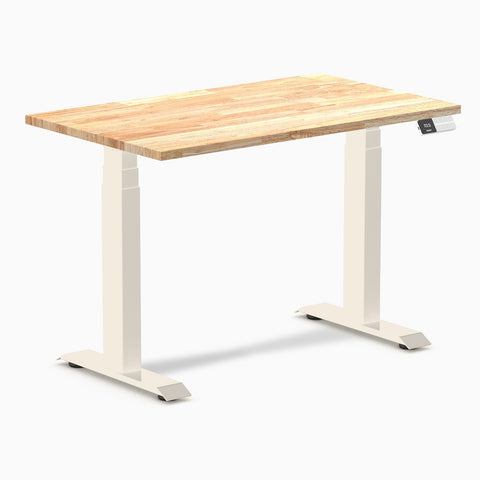 Desky Dual Mini Rubberwood Sit Stand Desk 80cm Natural Desktop and Wheat Frame