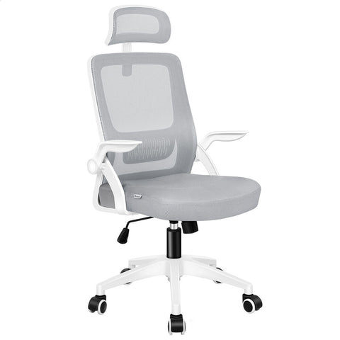 ALFORDSON Mesh Office Chair Fabric Seat Tilt (Grey)