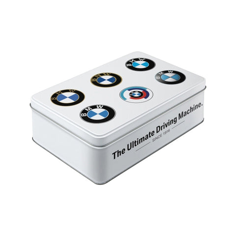 Nostalgic-Art Storage Tin BMW Logo Evolution Embossed Design 23x16x7cm