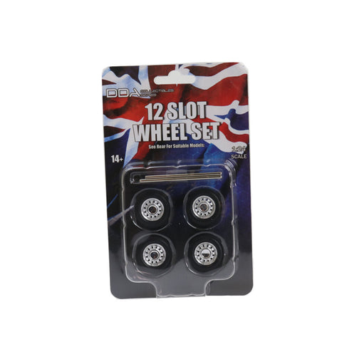 DDA 1:24 4pcs 12 Slot Wheels With Tyres & Axles Suits Holden HQ & HJ Model