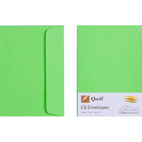 Quill C6 Coloured Envelopes Pack 25 (Lime)