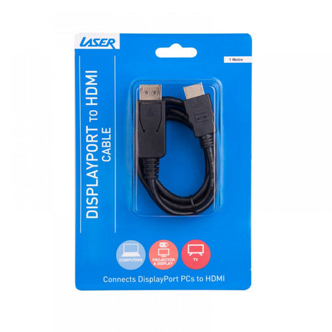 Connect Cable Male DisplayPort to HDMI Cable Connector 1m For TV/Monitor Black