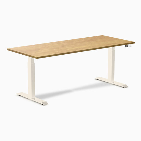 Desky Dual Rubberwood Sit Stand Desk 180cm Light Oak Desktop and Wheat Frame