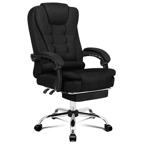 ALFORDSON Office Chair Executive Computer Recliner Seat Fabric (Black)