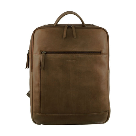 Pierre Cardin Leather Travel & Business Laptop Backpack Bag Oak 32x41cm