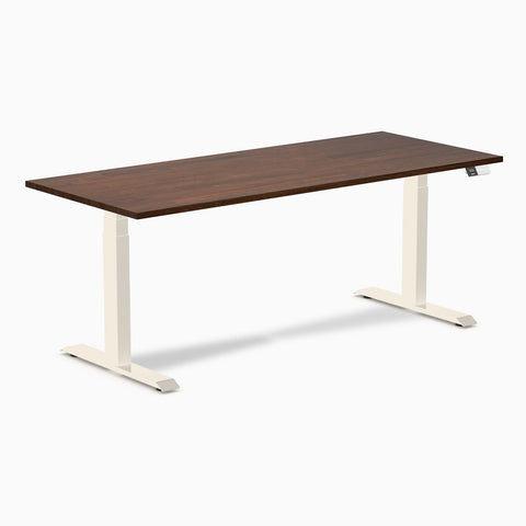 Desky Dual Rubberwood Sit Stand Desk 180cm Red Walnut Desktop and Wheat Frame