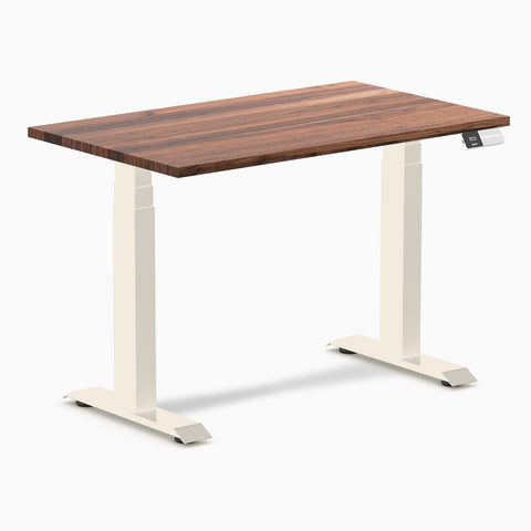Desky Dual Mini Hardwood Sit Stand Desk 100cm Walnut Desktop and Wheat Frame