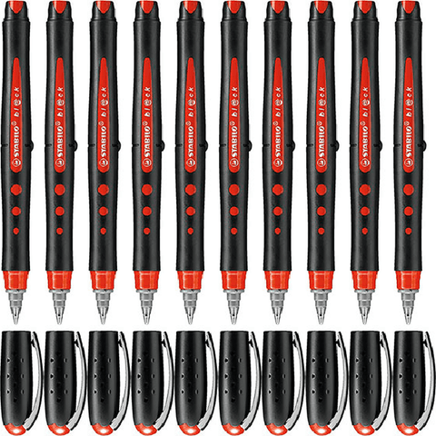Stabilo Black Rollerball Pens Medium (Red) [Box 10]