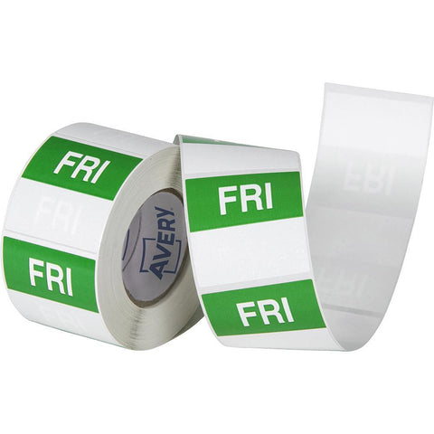 Avery 937340 Removable Day Label Friday 40x40mm Green/White Box 500