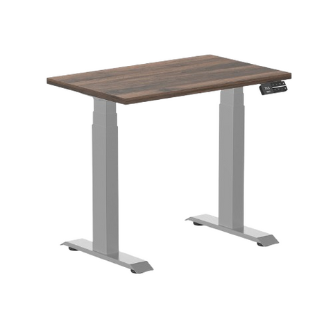 Desky Dual Mini Sit Stand Desk 800x500 Jarrah Legno Desktop and Grey Frame