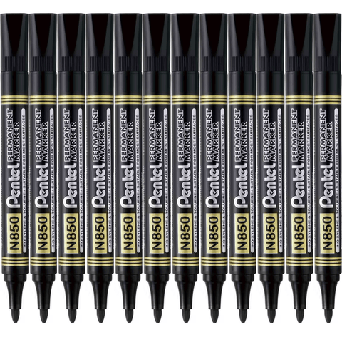 Pentel N850 Box 12 Permanent Marker Bullet Tip 1.5mm (Black)