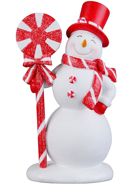Christmas Warehouse - ORNM2511 25cm Red & White Lollipop Snowman Candy Kingdom Resin Figurine White with Red