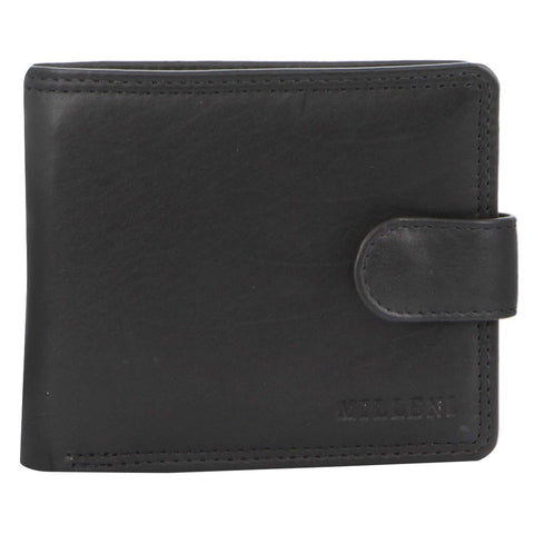 Milleni Men's Leather Tab Cash/Card RFID Protected Wallet 11x9.5cm Black
