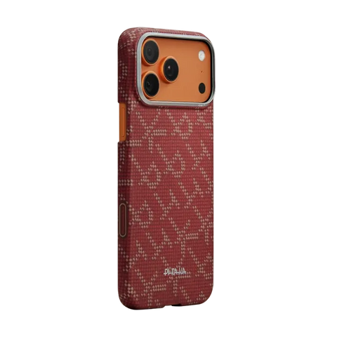 PITAKA Aramid Fibre Ultra-Slim Case for iPhone 17 Pro Monogram (Gold/Red)