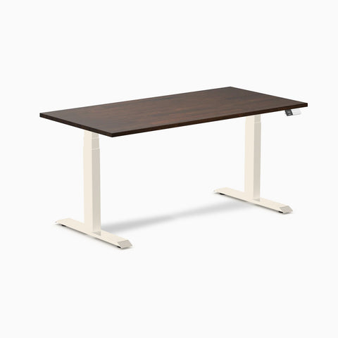 Desky Dual Rubberwood Sit Stand Desk 150cm Dark Walnut Desktop and Wheat Frame