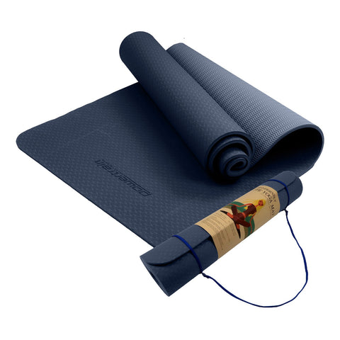Powertrain TPE Yoga Pilates Exercise Mat 6mm - Dark Blue