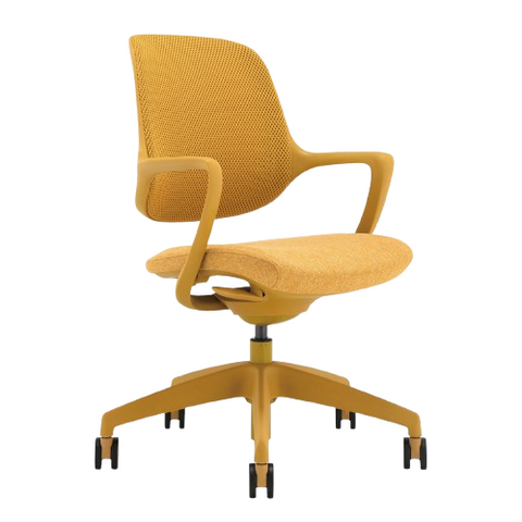 Desky Evoque Low Back Office Chair - Mustard Yellow / No
