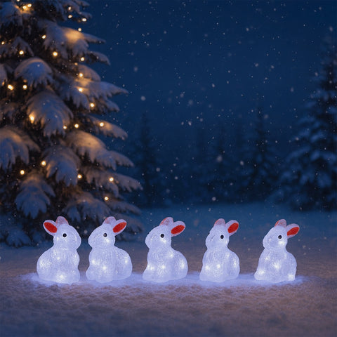 Lexi Lighting Acrylic Mini Bunny Christmas Lights Set of 5