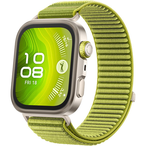 Huawei Fit 4 Pro Gold Aluminium Case Watch (Green Waven Sport Strap)