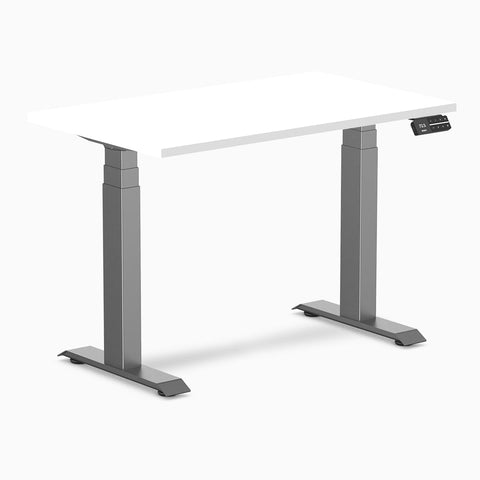 Desky Dual Mini Sit Stand Desk 1000 x 600 White Desktop and Space Grey Frame