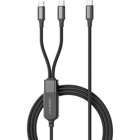 ALOGIC Split 2-in-1 USB-C to C and 100W Charge Cable 1.2m (Black)