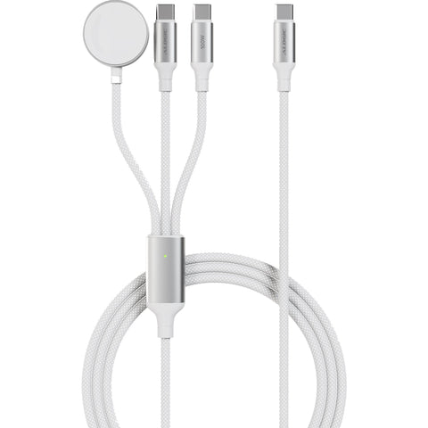 ALOGIC Trinity 3-in-1 Dual USB-C and Apple Watch 100W Charge Cable 2m (White)