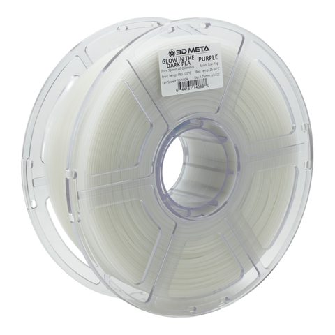 3D META Glow in the Dark PLA 3D Printing Filament - Purple - Clear in Light