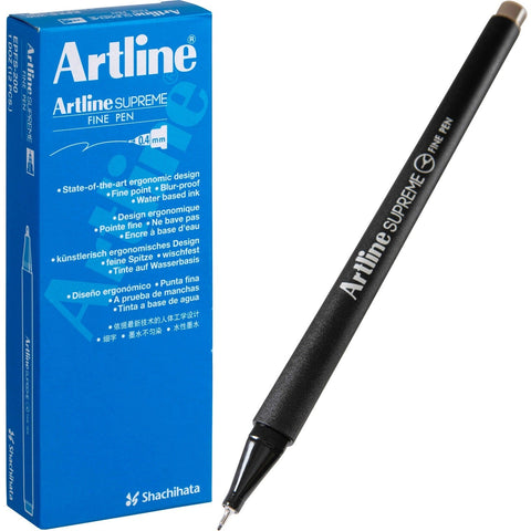 Artline Supreme Fineline Pen 0.4mm Pastel Box of 12 (Brown)