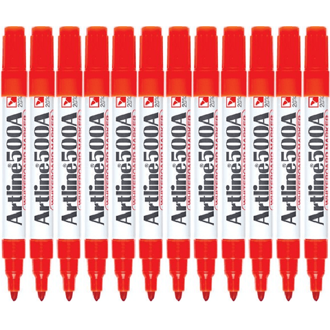 Artline 500A Whiteboard Marker 2mm Bullet (Red) [Box 12]