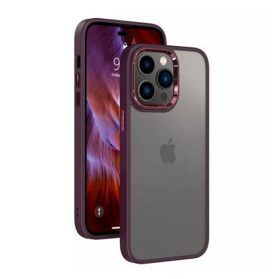 Redefine Clear Case with Metal Lens for iPhone 14 Pro Max - Wine Non-MagSafe