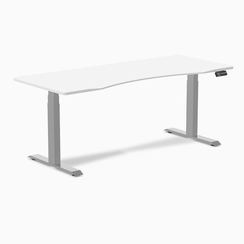 Desky Dual Ergo Edge Sit Stand Desk 180cm White Desktop and Grey Frame