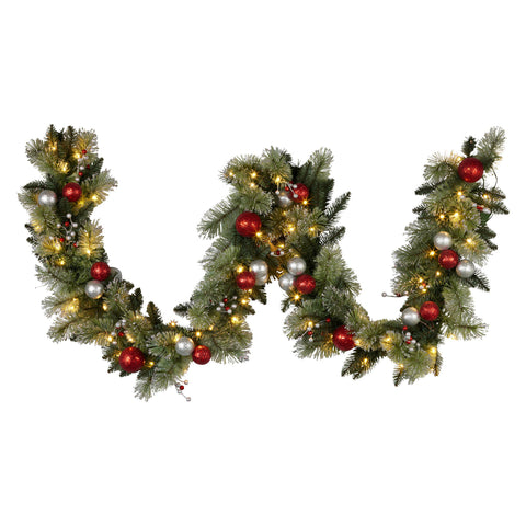 Christabelle 2.7m Christmas Garland with LED Lights and Baubles Mantle Decoration Ornament