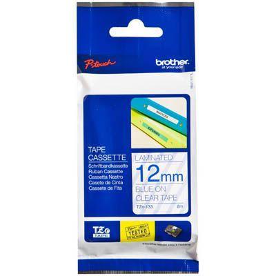 Brother TZE-133 Laminated Labelling Tape 12mm Blue On Clear