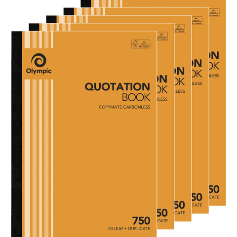 Olympic 5 Pack 750 Carbonless Duplicate Quotation Quotes Book 50 Leaf Bulk
