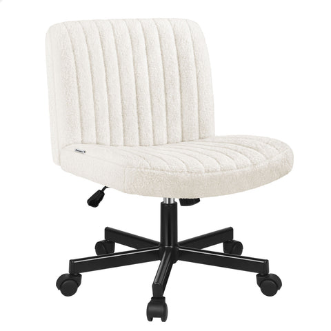 ALFORDSON Office Desk Chair Computer Armless Wide Seat Mid Back Boucle (White)