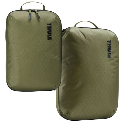 THULE Packing Cube Set Compression Travel Storage Bags Duo 2x (Small and Medium) Green