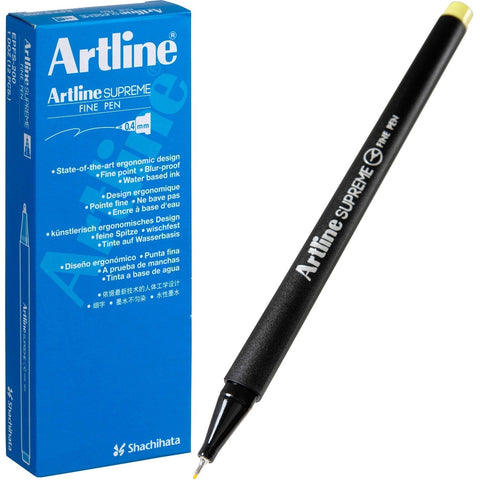Artline Supreme Fineline Pen 0.4mm Pastel Box of 12 (Yellow)