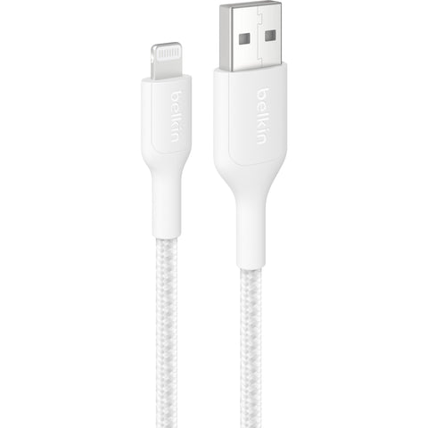 Belkin BoostCharge Braided USB-A to Lightning Cable 2m (White)